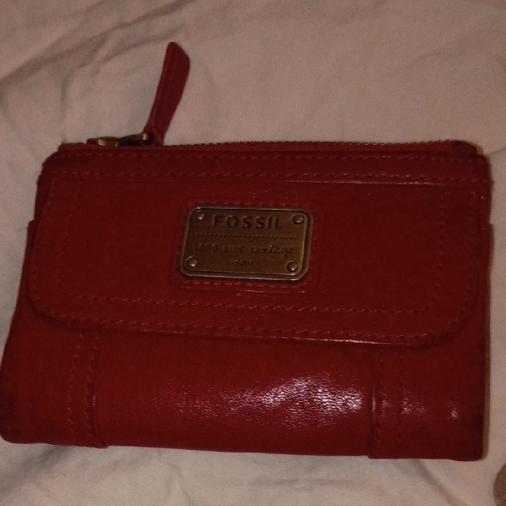 Fossil Cherry Red Leather Wallet